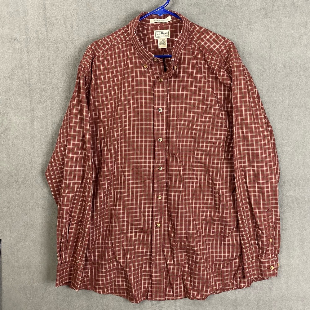 L.L. Bean Mens XL Plaid Long Sleeve Button Down Shirt Lot of 2 *flaw